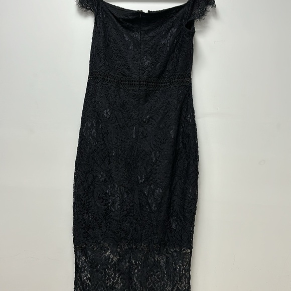 NWT ALLANDWELL Women's Elegant Floral Lace Round Neck Lace Dress size L black - Picture 14 of 16